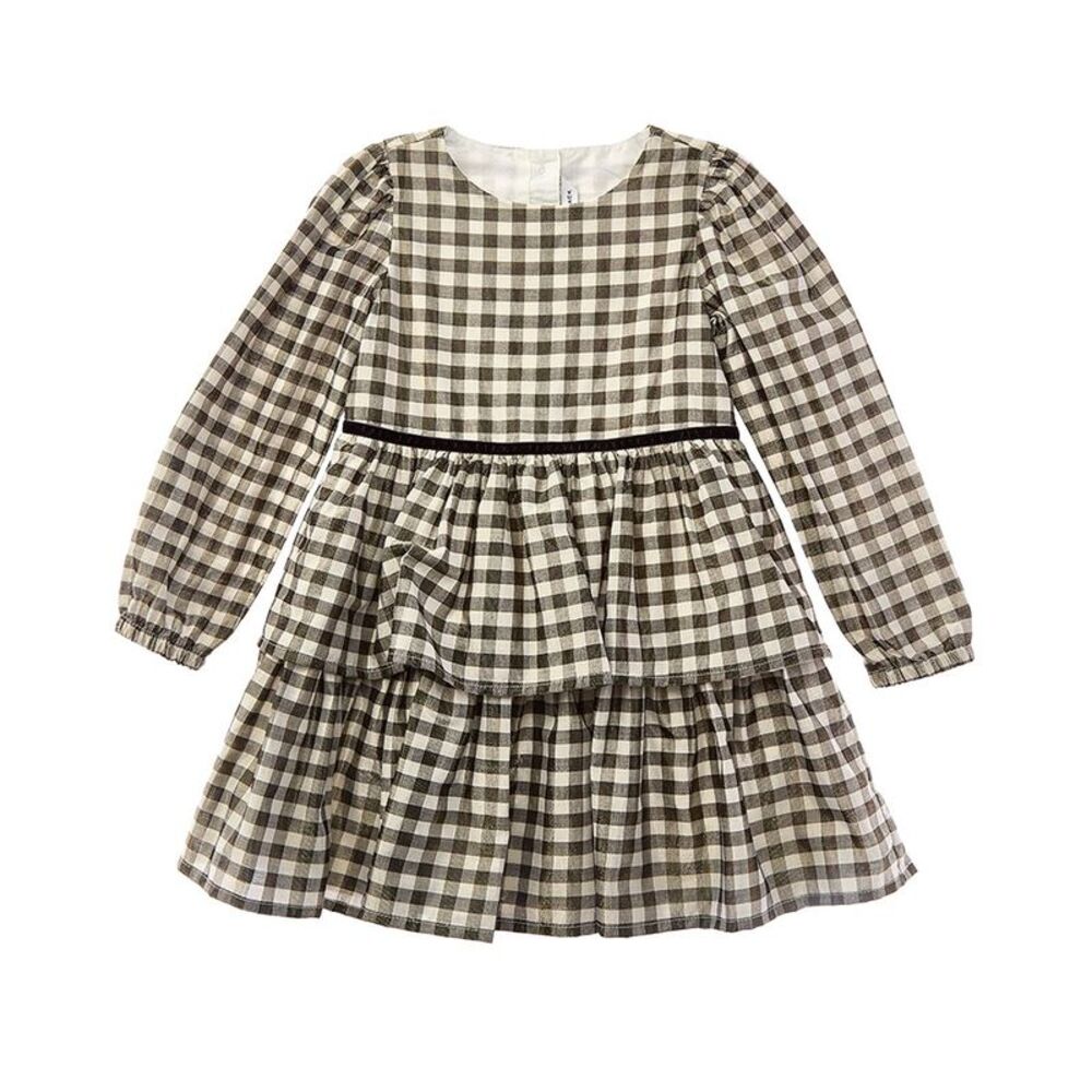 Janie And Jack Girls Gingham Shimmer Dress, Black